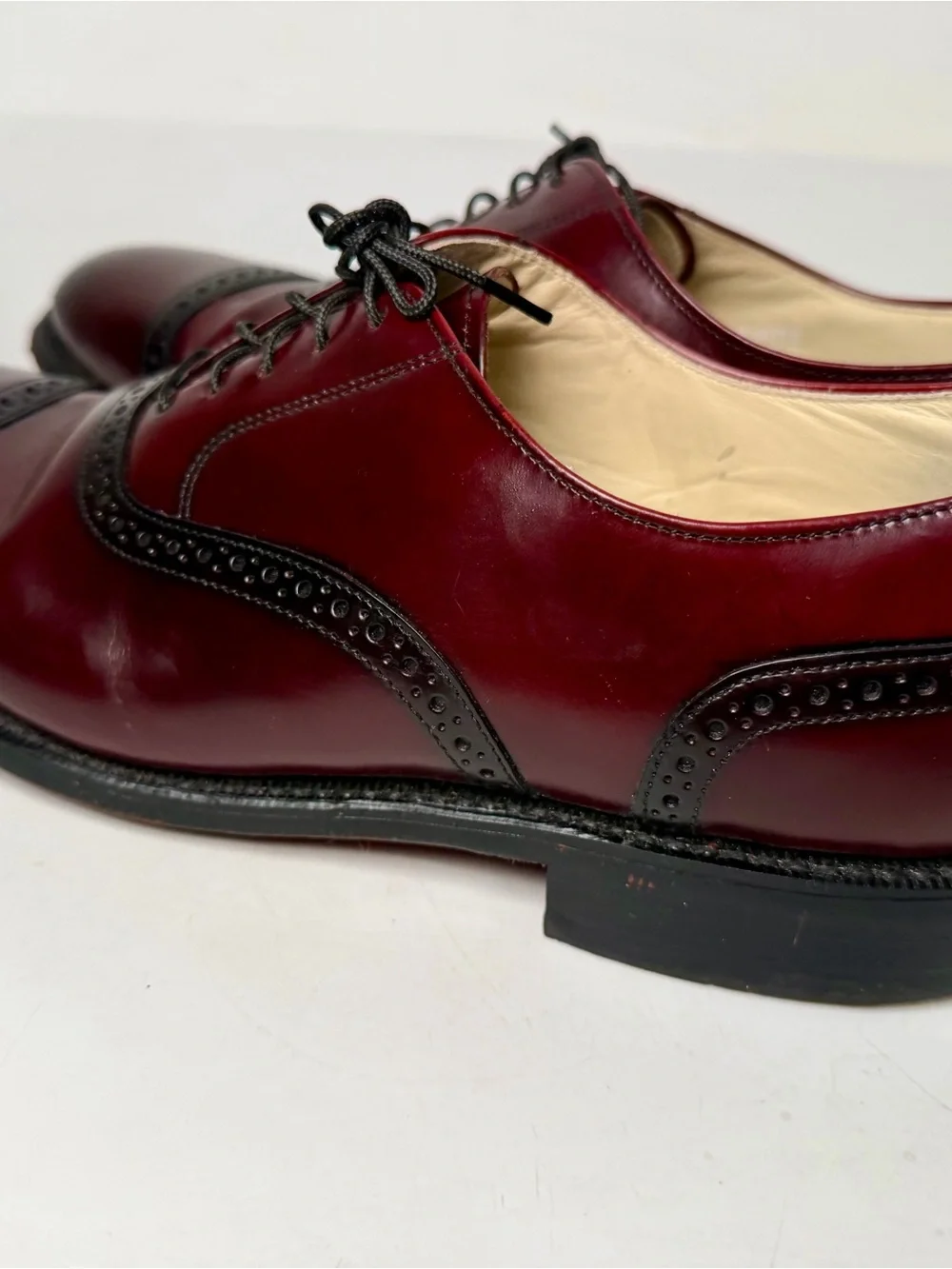 USA Bostonian Classics Burgundy Leather Cap Toe Oxford Dress Shoes, Size 10 D